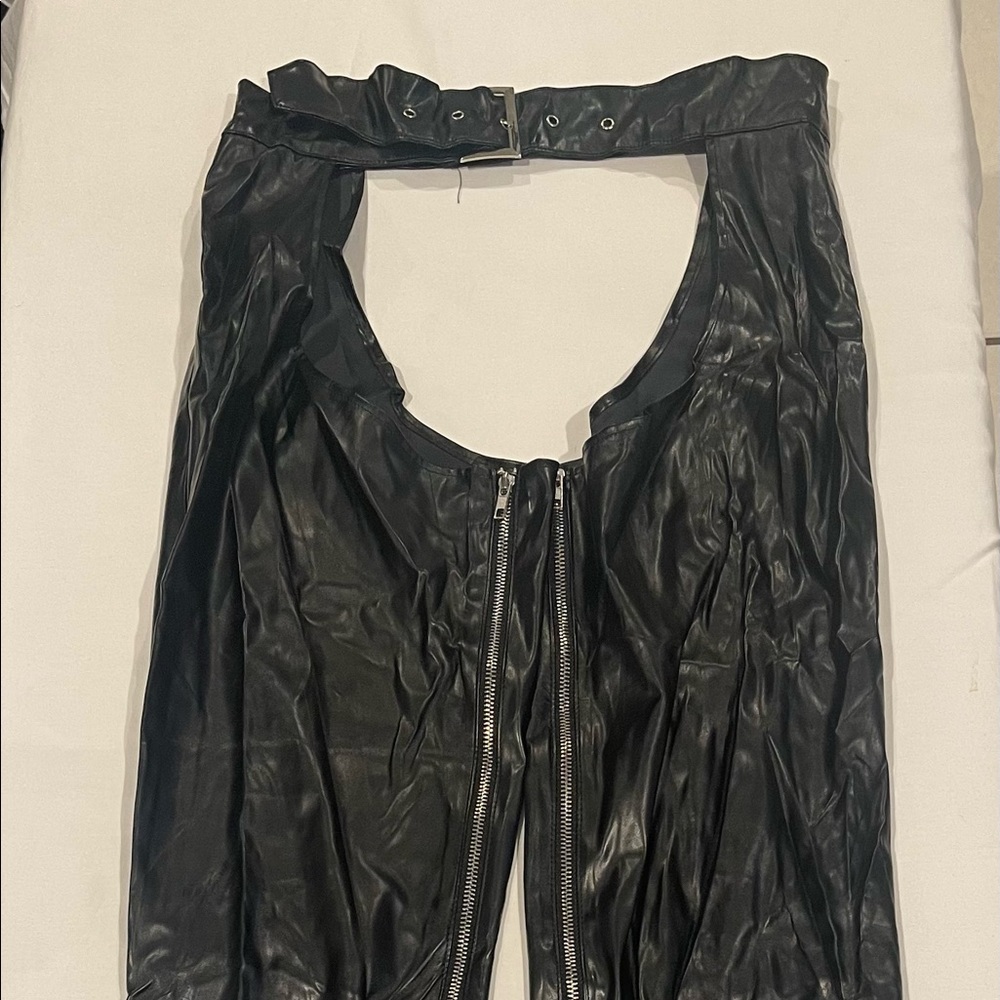 Men Sexy Cut Out Vinyl leather Pants/chaps Size:L